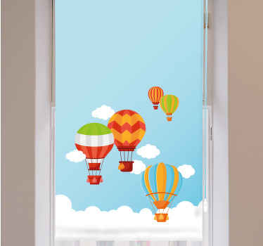 Farverige balloner, der flyver på himlen rullgardin - TenStickers