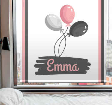 Balloons with name children room roller blind - TenStickers