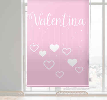 Estor enrollable juvenil corazones colgantes con nombre - TenVinilo