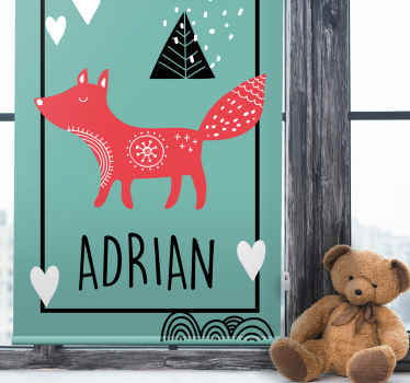 Severská liška se stínítkem okna se srdíčky - TenStickers