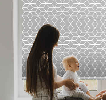 Grå baggrund med hvide linjer nordisk rullgardin - TenStickers