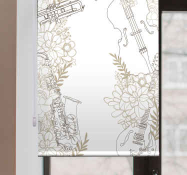 Hudební nástroj v obývacím pokoji květinyroleta - TenStickers