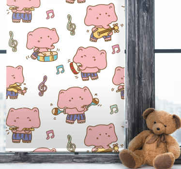 Elefantmusiker mønster rullegardin barn - Tenstickers