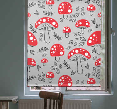 Gri ve kırmızı mantar çiçekleri ve bitki Stor perdeler - TenStickers