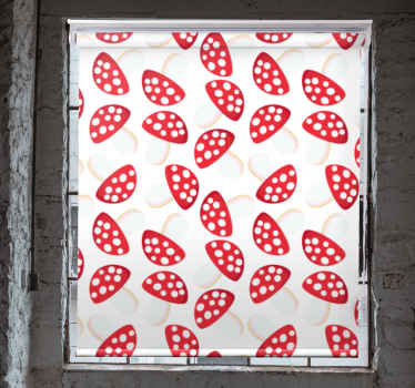 Rød sopp med prikker rullegardin blomster - Tenstickers