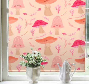 Pink ushroom patterns more blind flowers - TenStickers