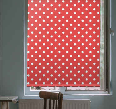 Vit retro polka dots röd bakgrund rullgardin - Tenstickers