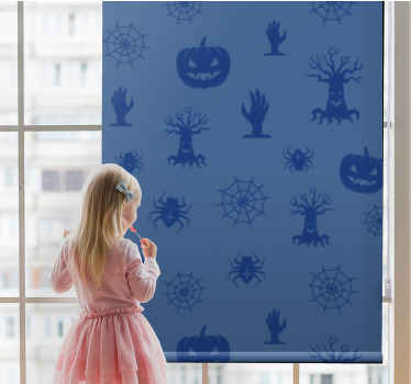 Redecore o quarto dos seus filhos com nossa textura e padrão de personagens de halloween assustador azul e crie uma decoração de zona única! Entrega ao domicílio!