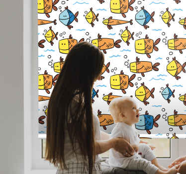 Estor enrollable patrones dibujados de peces - TenVinilo