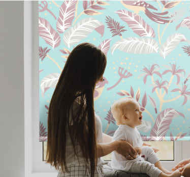 Modrá a růžová flóra více květů a rostlinroleta - TenStickers