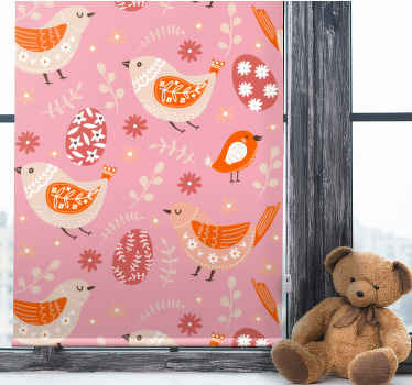 Padrão de arte popular rosa com flores de pássaros cegos. Fundo rosa com pássaros pintados em um padrão. Obtenha-o com envio imediato.