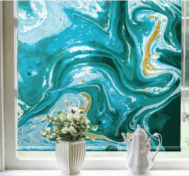 Marbled Aqua Swirls texture and pattern roller blind - TenStickers