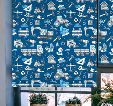 rollo mit Textur und Muster Weiße bagger auf blauem Hintergrund - TenStickers