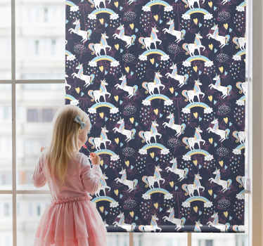 粉色独角兽花卉各种动物卷簾 - TenStickers