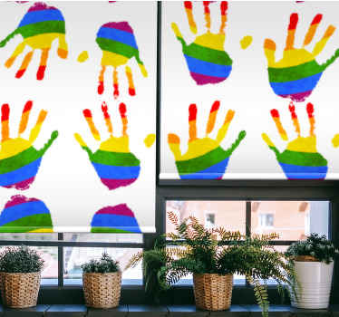 Oryginalna roleta kolorowy wzór odcisków dłoni - TenStickers