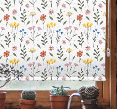 Stores enrouleurs fleurs et plantes motif botanique blanc - TenStickers