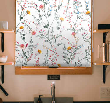 Floral Bird Pattern flowers and plants roller blind - TenStickers
