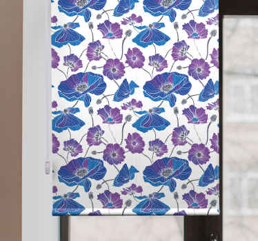 Stores enrouleurs fleurs et plantes motif bleu et rose - TenStickers