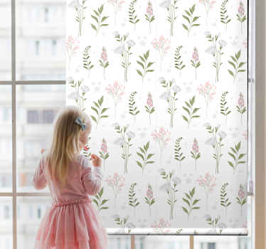 Elegantní růžový květ a rostlinaroleta - TenStickers