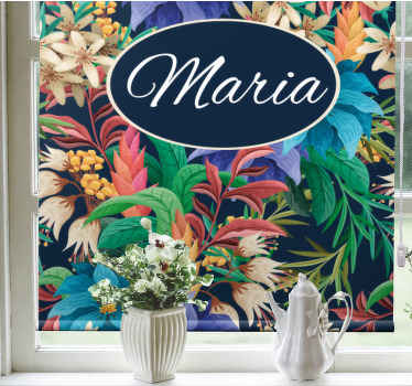 Cortina roller flores personalización de nombre floral - TenVinilo