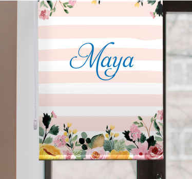 Store enrouleur fleur motif rayé personnalisé - TenStickers