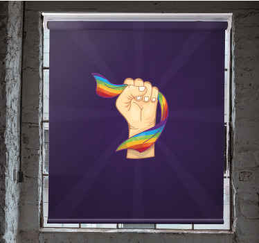 Rollo Fenster originell faust hält regenbogen - TenStickers