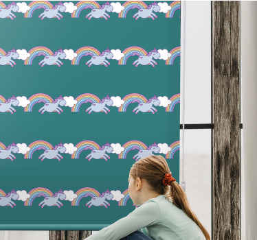 Running unicorns and rainbows children room roller blind - TenStickers
