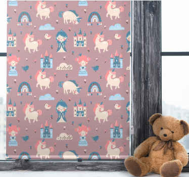 Unicorns and castles children room roller blind - TenStickers