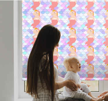 Unicorn mermaid pattern children room roller blind - TenStickers