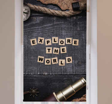 Explore the world plane writing roller blind - TenStickers