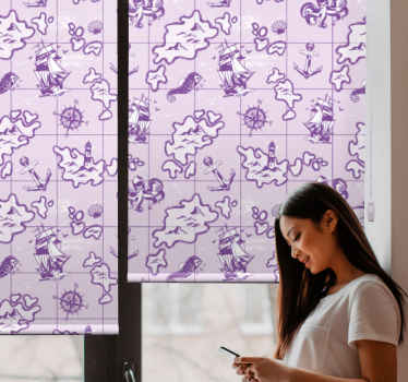 Ljubičasta gusarska karta rolo zavjesa slikarstvo - TenStickers