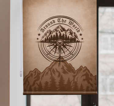 Mountain compass design living room blind - TenStickers