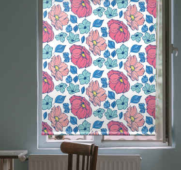 Estor floral Delicadas flores rosas y azules - TenVinilo