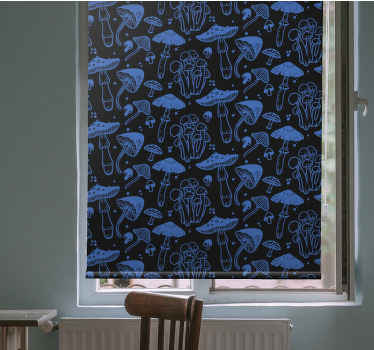 Flores e plantas cegas com padrão de cogumelo escuro - TenStickers