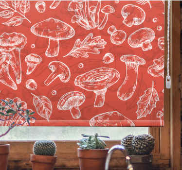 White and red mushrooms flowers and plant blind - TenStickers