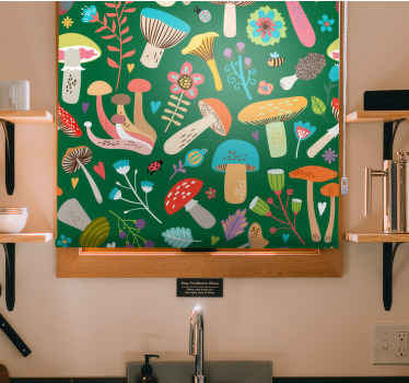 Estore de rolo flores e plantas motivo vibrante de cogumelo - TenStickers