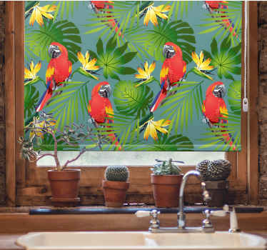Store enrouleur animaux perroquets tropicaux et feuilles - TenStickers