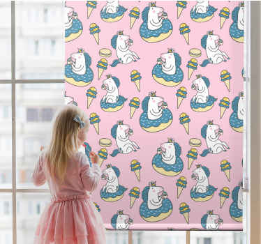 Enhörningar och glass kottar barn rullgardin - Tenstickers