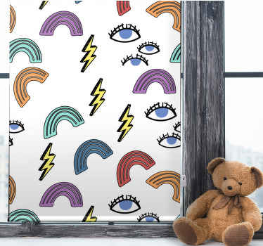 ögon och blixtmönster barngardin - Tenstickers