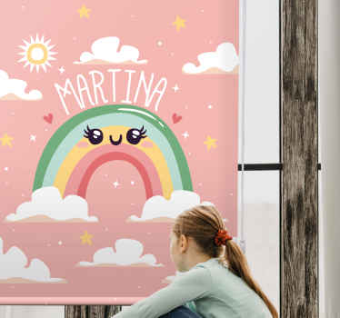 Pink rainbow design with name blind children - TenStickers