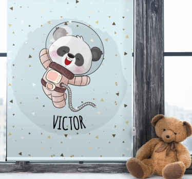 Store enrouleur chambre enfant panda astronaute avec nom - TenStickers