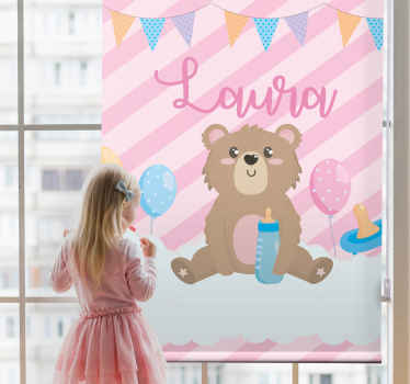 Cortina roller personalizable celebración del oso de peluche - TenVinilo