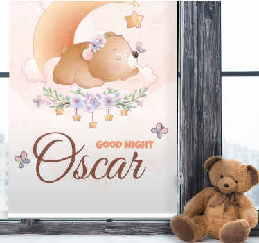Cute bear for boy with name Nursery blind - TenStickers