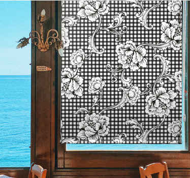 Flowers and gingham pattern  Living room blind - TenStickers