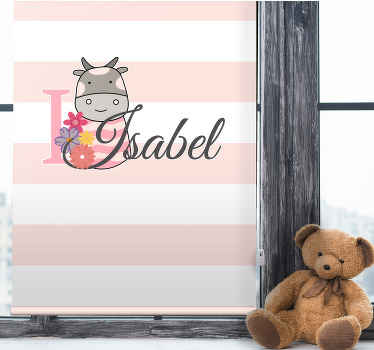 Cow with flowers and name blind children - TenStickers