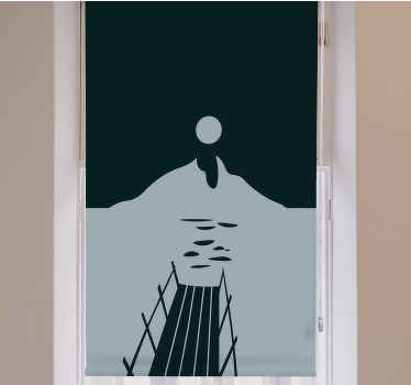 Puinen telakka järvelle moderni rullaverhot - Tenstickers