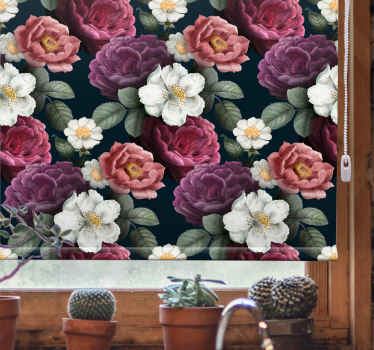 Cortina roller floral elegante composición floral - TenVinilo