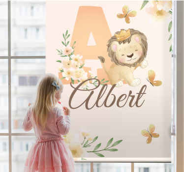 Baby lion with name and initial blind children - TenStickers
