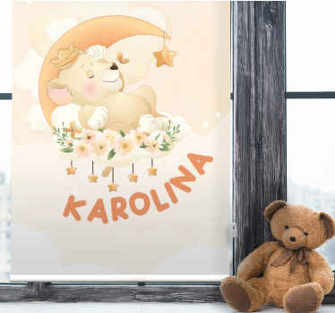 Söta djur lejon med namn barn rullgardin - Tenstickers