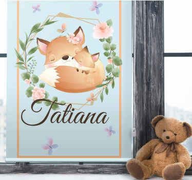Fox family with name children room roller blind - TenStickers
